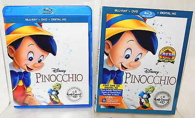 2D PINOCCHIO BLU-RAY+ DVD Walt Disney First Time Digital HD Signature Collection