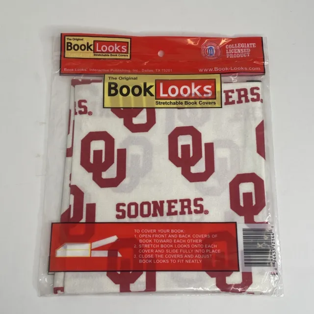 Oklahoma Sooners OU White Stretchable Fabric Book Cover The Original Book Looks