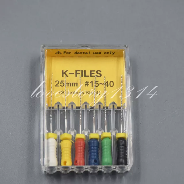10 Packs K-FILES Dental Steel Root Canal Endodontics 25mm #15-40 Hand Use File
