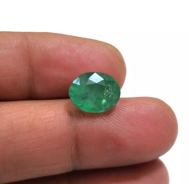 Awesome Pretty Zambian Green Emerald 4.95 Crt Faceted Oval Shape Loose Gemstone