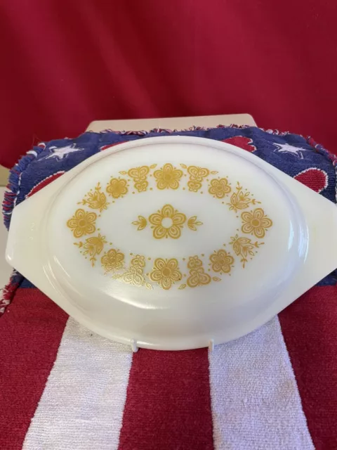 Vtg Pyrex 943C Butterfly Gold Oval Casserole REPLACEMENT LID Fits 1 1/2 Qt