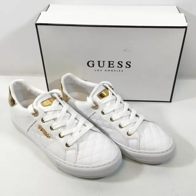 Guess Loven Womens White Lace Up Low Top Sneaker Shoes Size 7.5 M Used