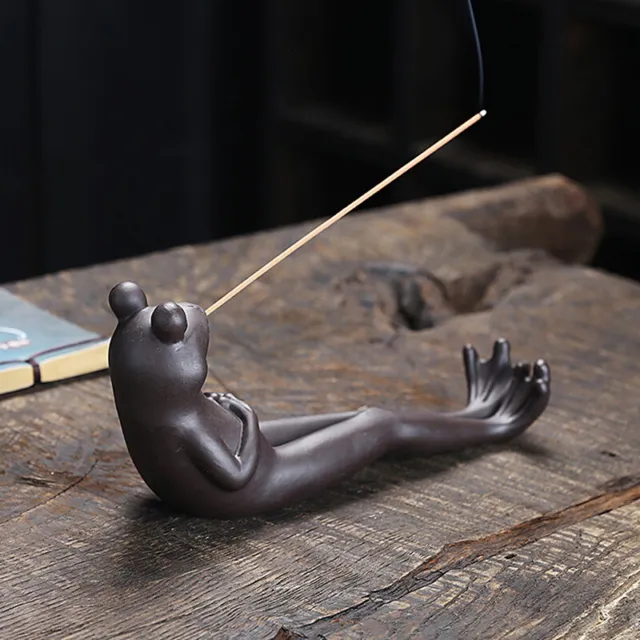 Incense Burner Frog Sculpture Incense Stick Holder Figurine Yoga Decoration ~C