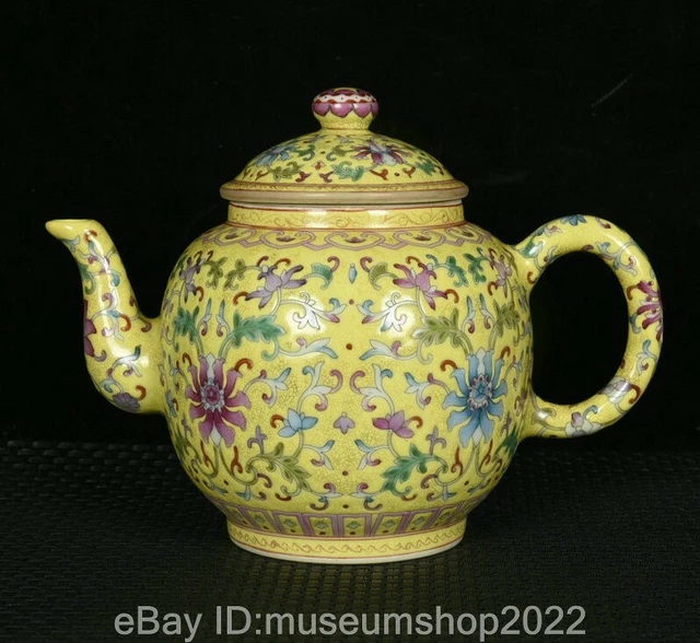 7" Old China Yongzheng Marked Dynasty Colour Enamel Porcelain Flower Teapot Pot