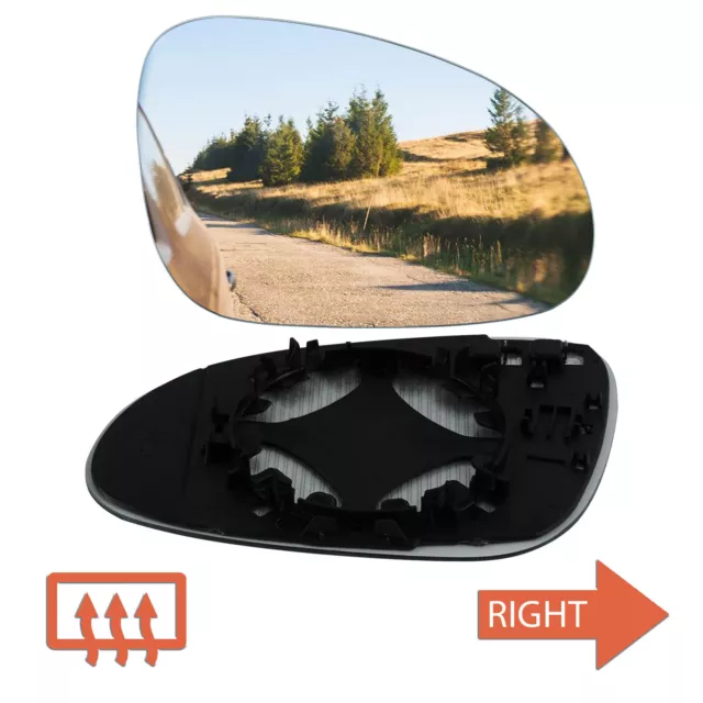 For VW Passat B6 2005-2010 Heated Wing Door Mirror Glass Convex Right Hand Side