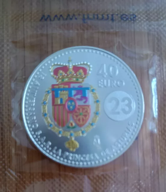 Moneda de plata 40 Euros Original España Princesa Leonor Año 2023