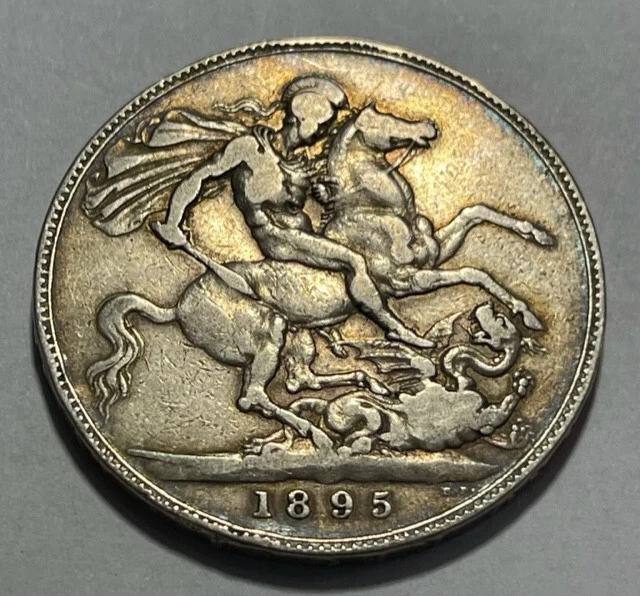 GREAT BRITAIN - Queen Victoria - Crown - 1895 - Km-783 - Large Toned Silver Coin