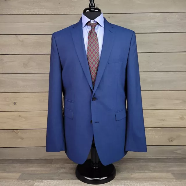 Vince Camuto Blazer Mens 42L Slim Fit Blue Wool Sport Coat 2 Button Suit Jacket