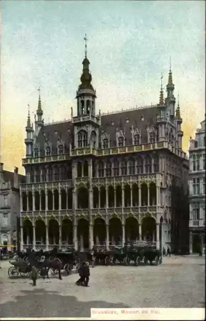 Bruxelles Brüssel Belgien ~1910 CPA Carte Postale Pferde Kutschen am Maison Roi