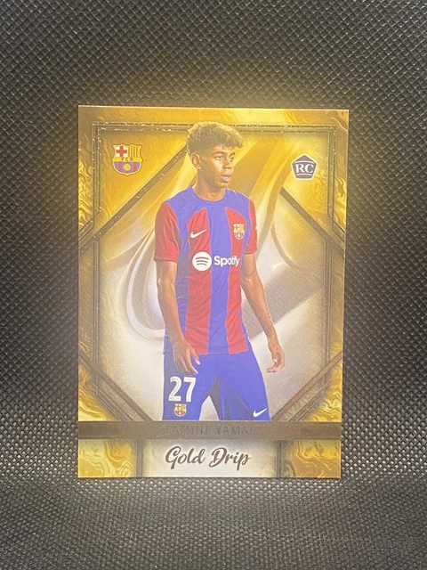 TOPPS BARCELONA 2024 Lamine Yamal Rookie Card Gold Drip come nuova GD-5