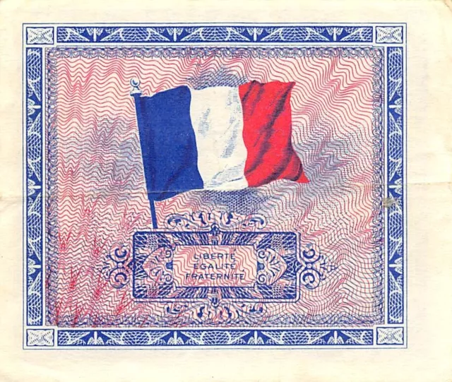 France  2  Francs  Series of 1944  WW II Issue 2nd Run  Circulated Banknote M2