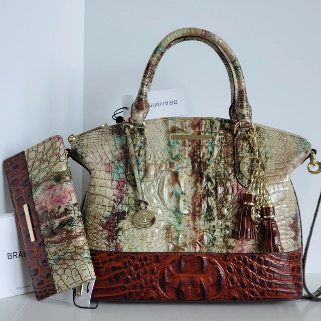 BRAHMIN DUXBURY AMETHYST Norwell Opal Pecan Carryall Bag Wallet
