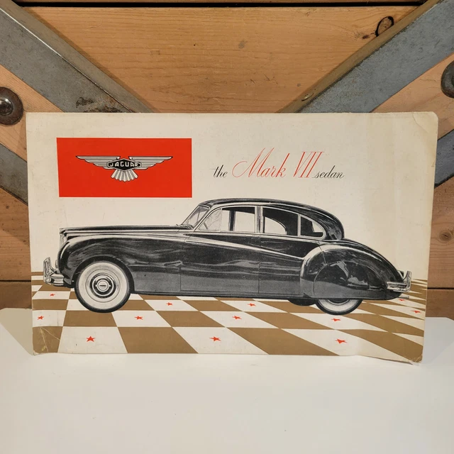 Jaguar Mark VII Sedan Car Sales Brochure Folding 1950s Vintage   Swanky Barn