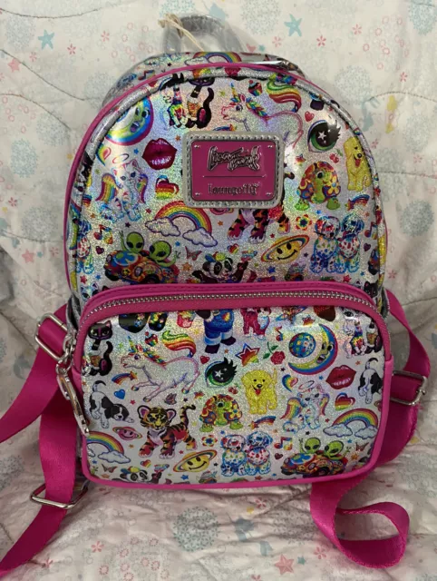 Loungefly Lisa Frank Prism Holographic Iridescent AOP Mini Backpack NWT