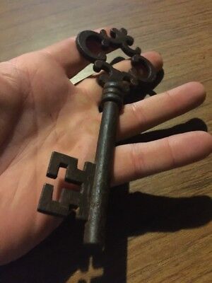 Victorian Master Door Cast Iron Skeleton Key SOLID METAL Castle Cathedral GIFT