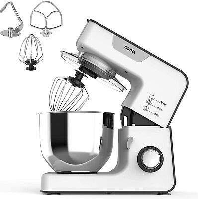 Nero Robot da Cucina Basso Rumore 8 Velocità 5,5 Litri Mixer Cucina con Frusta Coperchio Paraspruzzi Impastatrice Planetaria Frusta per Dolci 1200W Gancio per Impastare 