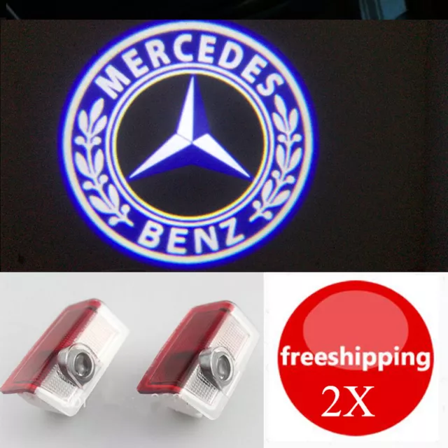 2X Car LED Door Laser Projector HD Lights For Benz A B C E ML GL GLA GLC GLS