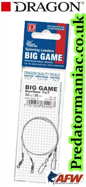 Dragon Big game surflon 7x7  leaders 2pcs. AFW predator,lure ,dead bait fishing