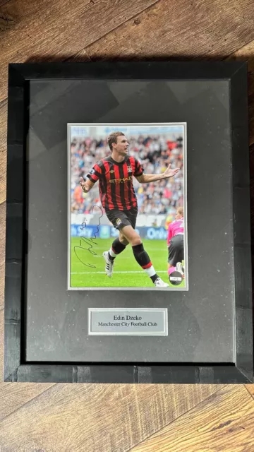 Edin Dzeko signed and framed Manchester City photo with COA