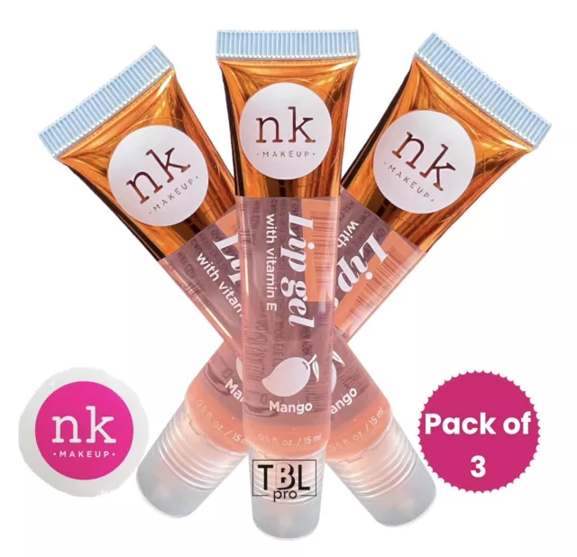 NK Lip Gloss Gel Mango Oil Lipgloss with Vitamin E (Pack of 3)