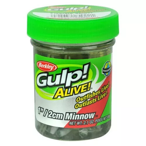 Berkley Gulp Alive Scented Minnow Bait 1" Emerald Shiner 2.10 Ounce Jar 1160751