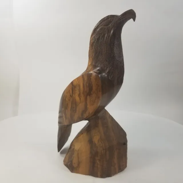 Vintage Bird BALD EAGLE on "ROCK"  Hand Carved Wooden Hardwood Figure