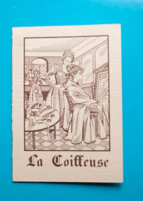 Mini Calendrier 1981 Illustration LA COIFFEUSE Salon de coiffure Ancien.