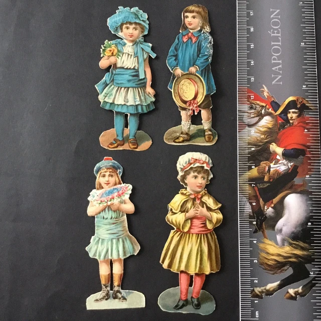 Lot De 5 Chromos Anciens - Animaux De La Jungle - 12 Cm - Gaufrés Victorian Scrap