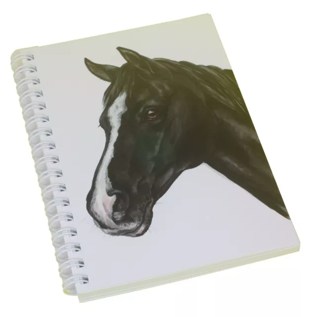 Black and White Horse Pony Spiral Bound Notebook 50 Blank Pages Perfect Gift