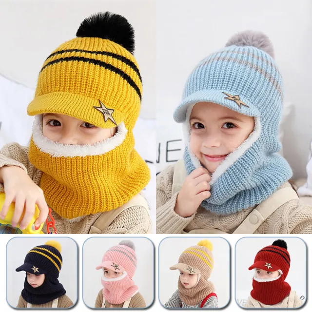 Cappello caldo inverno caldo inverno bambino bambine sciarpa con cappuccio earflap lavorato a maglia CVM 3