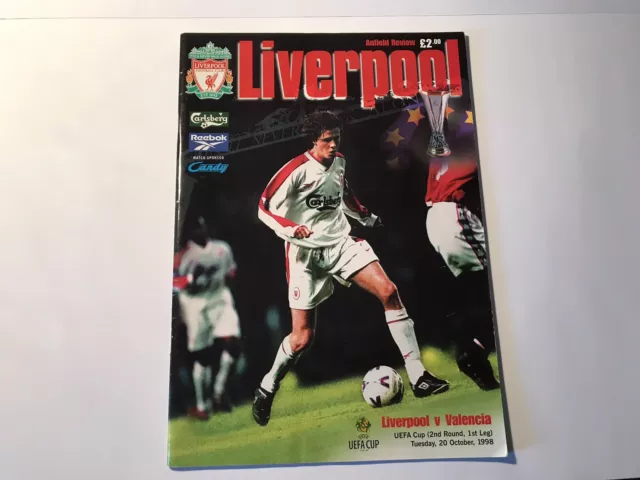 Liverpool v Valencia 1998 UEFA Cup 2nd Round 1st Leg Football Programme