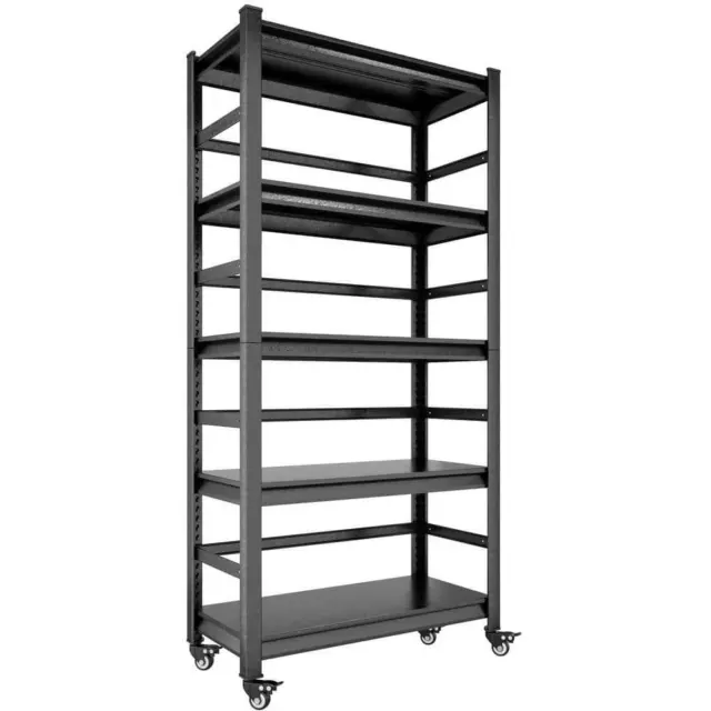 cadeninc Garage Storage Shelf Durable Unit 5-Tier Solid Heavy-Duty Metal Black