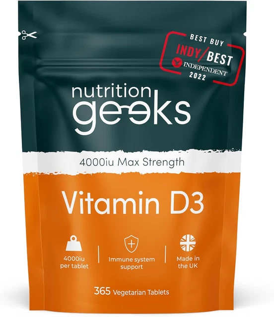 NUTRITION GEEKS VIT. D 4000lu (365 Tablets) 1 Year Supply £9.69 ...