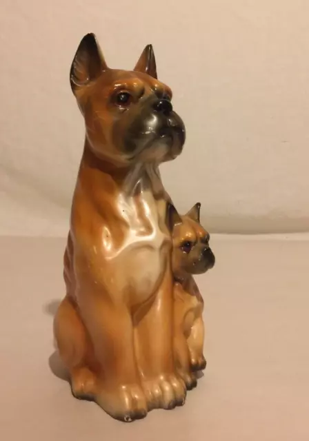 Vintage Boxer Mother & Puppy Dog Figurine Royal Sealy Japan