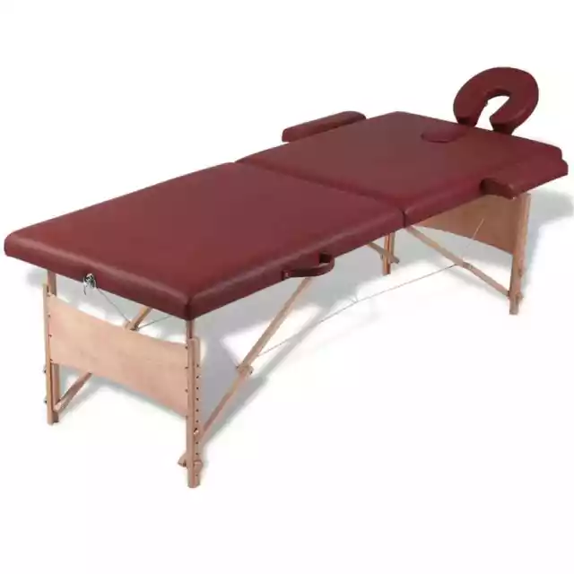 Table de Massage avec 2 Zones et Cadre en Bois Lit de Massage Thérapie 2