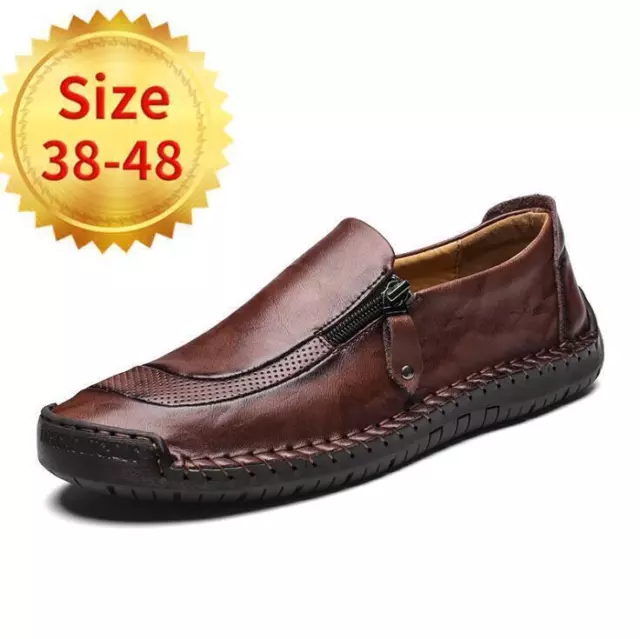 Mens Leather Shoes Casual Oxford  Zipper Slip On Loafers Breathable Casual Shoes