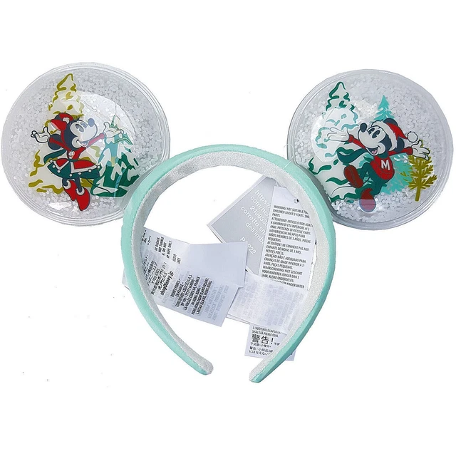 DISNEY PARKS STORE Xmas Mickey & Minnie Mouse Ears Festive Snow Globe