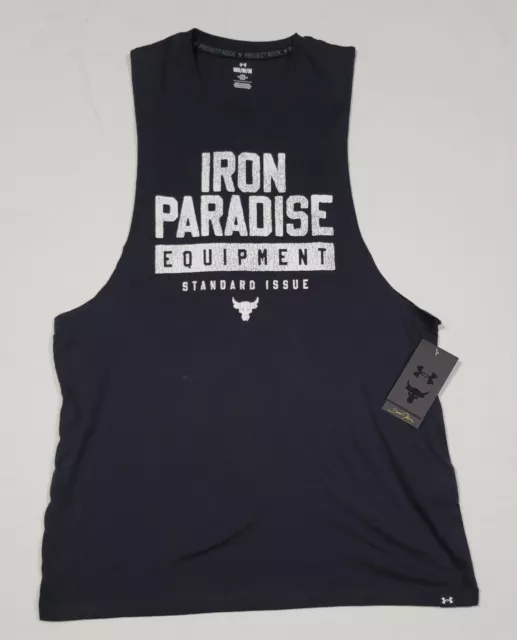 Under Armour Mens Project Rock Iron Paradise Muscle Tank Top Sleeveless Black