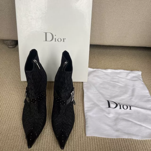 Christian Dior D Trick Bottine Ankle Boot In Black Size 40 Vintage