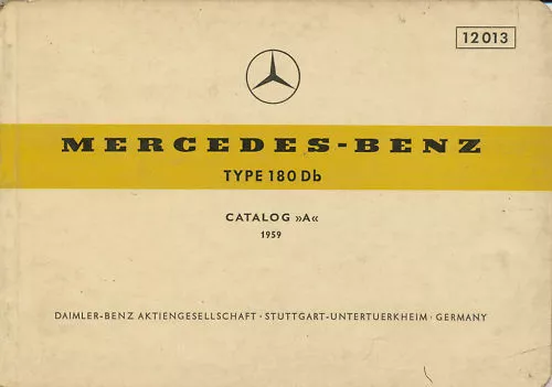 Mercedes Typ 180 Db Catalog A 1958 Ersatzteilkatalog Teilekatalog parts
