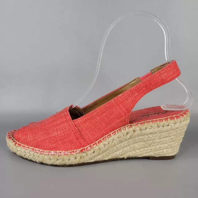 Clarks Artisan Womens Petrina Rhea Sandals Espadrille Wedge Canvas Red Size 7M