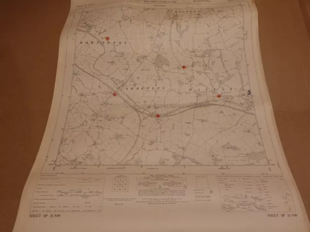 Vintage Large Scale Map 1: 2500 1955 Warwickshire Rowington Hatton Shrewley Pubs