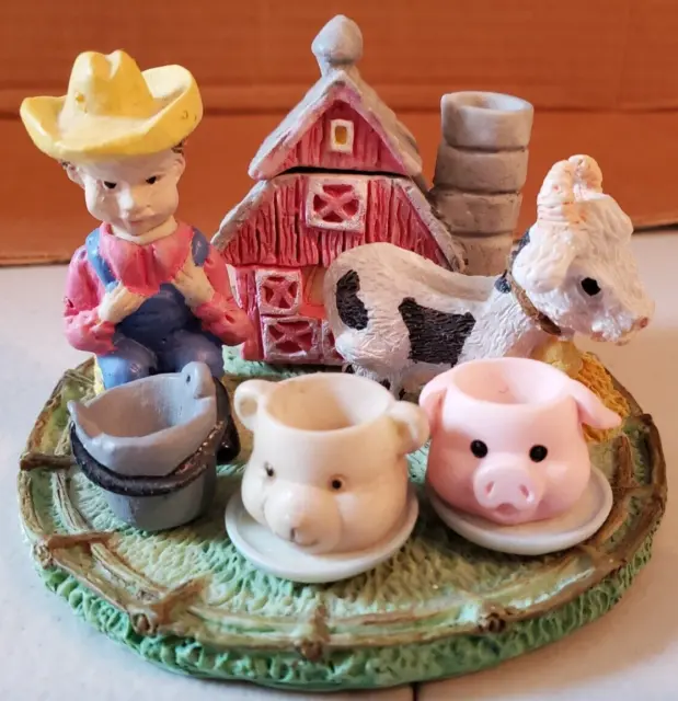 10 piece miniature tea set farm barn country cow