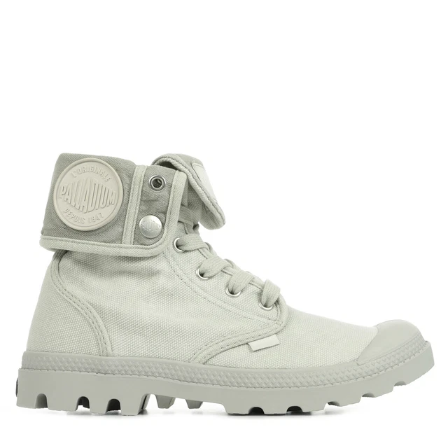 Chaussures Boots Palladium femme Baggy Gris Grise Coton Lacets