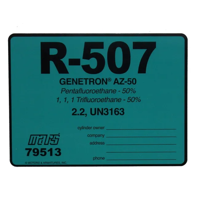 R507 / R 507 AZ-50 # 79513 Color Coded Label , Sold Each