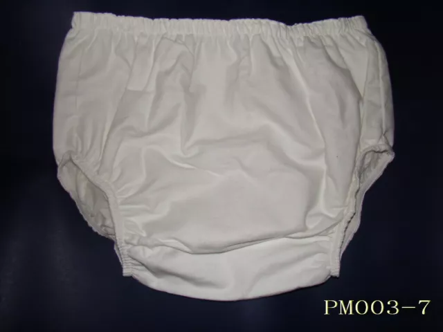 1 par de pantalones cortos Haian ABDL para incontinencia adulta de PVC y algodón blanco # PM003-7-XL