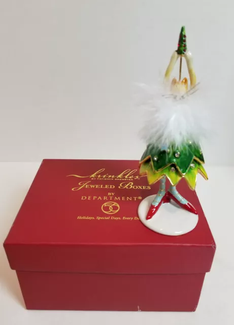 Patience Brewster Dept. 56  KRINKLES Jeweled Trinket Box TREE CAT Christmas