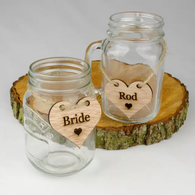 Rustic 6cm Wooden Heart Wedding Place Names. Table Decorations Engraved Name Tag