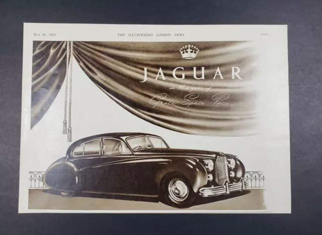 1953 Print Ad Jaguar Automobile In This Year Of Grace Space Pace Stage Curtain