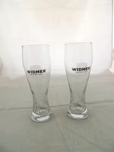 Lot of 2 Widmer Brothers Hefeweizen Swirl Beer Glasses 8 1/4" Tall